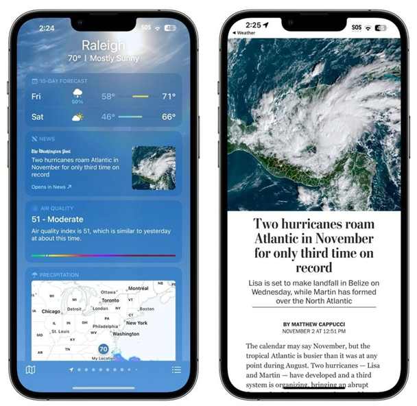 雷州苹果14维修分享iPhone 14手机如何看天气时顺带看新闻 