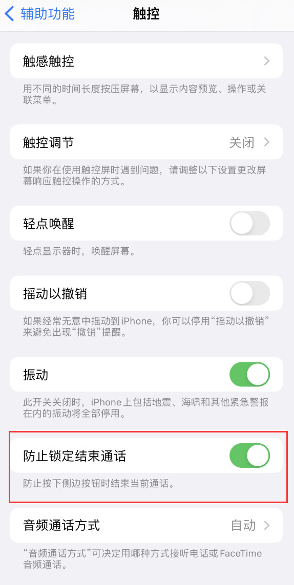 雷州苹果手机维修分享iOS 16 新增“防止锁定结束通话”选项，避免不小心挂断重要电话 