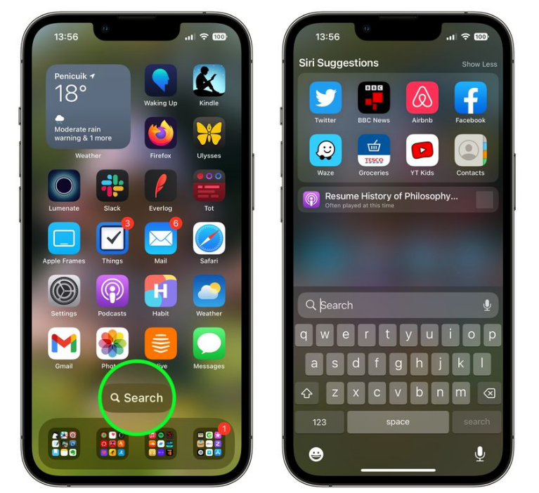雷州苹果手机维修分享升级到 iOS 16 后，如何删除主屏幕上的搜索按钮 
