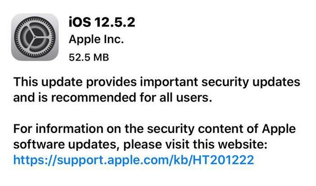 雷州苹果手机维修分享iOS12.5.2发布，建议所有老苹果用户安装 